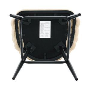English Elm Bubble Cloud Velvet Counter Stools Set of 2 with Sculpted Back for Kitchen Island Bar Beige Matte Black W3875P462108