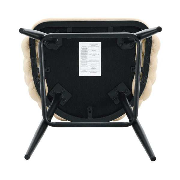 English Elm Bubble Cloud Velvet Counter Stools Set of 2 with Sculpted Back for Kitchen Island Bar Beige Matte Black W3875P462108