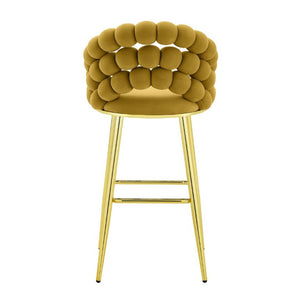 English Elm Bubble Cloud Velvet Counter Stools Set of 2 with Sculpted Back for Kitchen Island Bar Mustard Yellow Gold W3875P462109