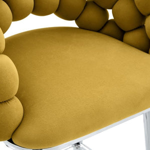 English Elm Bubble Cloud Velvet Counter Stools Set of 2 with Sculpted Back for Kitchen Island Bar Mustard Yellow Silver W3875P462110