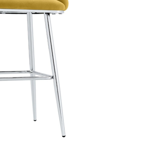 English Elm Bubble Cloud Velvet Counter Stools Set of 2 with Sculpted Back for Kitchen Island Bar Mustard Yellow Silver W3875P462110