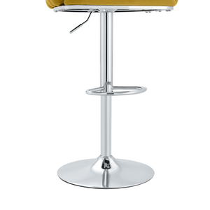 English Elm Adjustable Velvet Swivel Barstools with Bubble Backrest Chrome Base for Kitchen Island Silver, Yellow W3875P462111