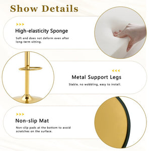 English Elm Adjustable Velvet Swivel Barstools with Bubble Backrest Chrome Base for Kitchen Island Gold, Yellow W3875P462112