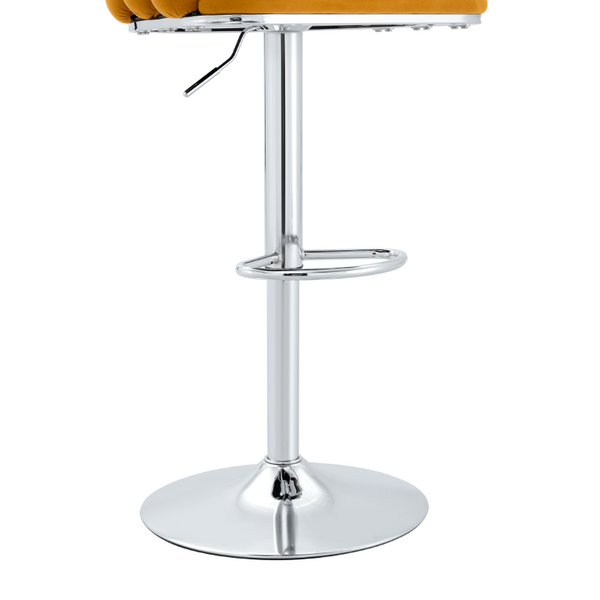 English Elm Adjustable Velvet Swivel Barstools with Bubble Backrest Chrome Base for Kitchen Island Orange, Silver W3875P462113