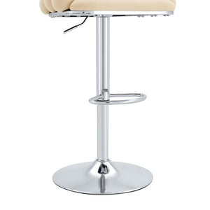 English Elm Adjustable Velvet Swivel Barstools with Bubble Backrest Chrome Base for Kitchen Island Beige, Silver W3875P462114