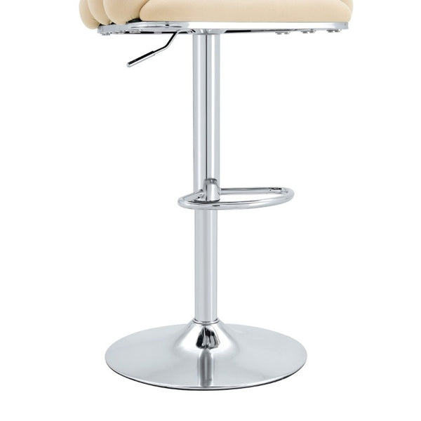 English Elm Adjustable Velvet Swivel Barstools with Bubble Backrest Chrome Base for Kitchen Island Beige, Silver W3875P462114
