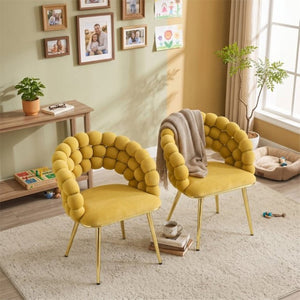 English Elm Set of 2 Bubble Stitch Velvet Accent Dining Chairs with Gold Legs Glam Modern W3875P476433