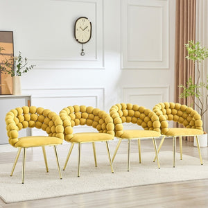 English Elm Set of 2 Bubble Stitch Velvet Accent Dining Chairs with Gold Legs Glam Modern W3875P476433