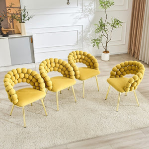 English Elm Set of 2 Bubble Stitch Velvet Accent Dining Chairs with Gold Legs Glam Modern W3875P476433