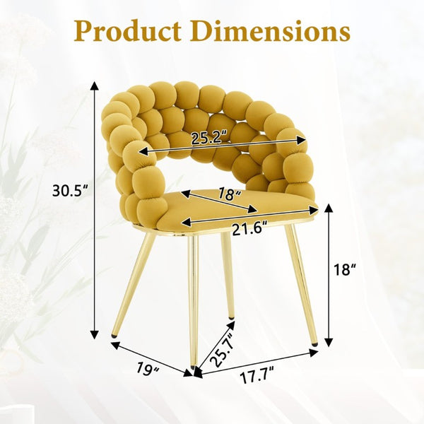 English Elm Set of 2 Bubble Stitch Velvet Accent Dining Chairs with Gold Legs Glam Modern W3875P476433