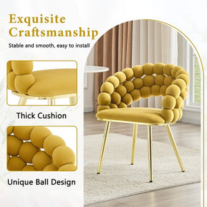 English Elm Set of 2 Bubble Stitch Velvet Accent Dining Chairs with Gold Legs Glam Modern W3875P476433