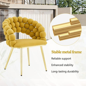 English Elm Set of 2 Bubble Stitch Velvet Accent Dining Chairs with Gold Legs Glam Modern W3875P476433