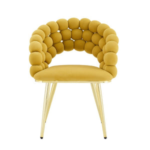 English Elm Set of 2 Bubble Stitch Velvet Accent Dining Chairs with Gold Legs Glam Modern W3875P476433