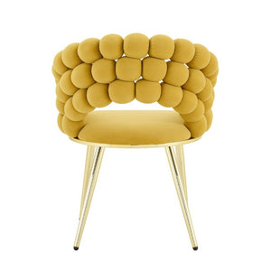 English Elm Set of 2 Bubble Stitch Velvet Accent Dining Chairs with Gold Legs Glam Modern W3875P476433