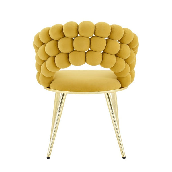 English Elm Set of 2 Bubble Stitch Velvet Accent Dining Chairs with Gold Legs Glam Modern W3875P476433