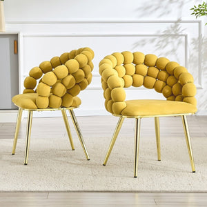 English Elm Set of 2 Bubble Stitch Velvet Accent Dining Chairs with Gold Legs Glam Modern W3875P476433