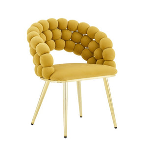 English Elm Set of 2 Bubble Stitch Velvet Accent Dining Chairs with Gold Legs Glam Modern W3875P476433
