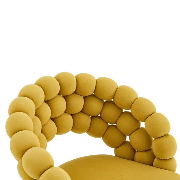 English Elm Set of 2 Bubble Stitch Velvet Accent Dining Chairs with Gold Legs Glam Modern W3875P476433