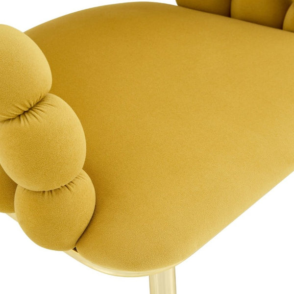 English Elm Set of 2 Bubble Stitch Velvet Accent Dining Chairs with Gold Legs Glam Modern W3875P476433