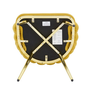 English Elm Set of 2 Bubble Stitch Velvet Accent Dining Chairs with Gold Legs Glam Modern W3875P476433