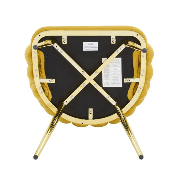 English Elm Set of 2 Bubble Stitch Velvet Accent Dining Chairs with Gold Legs Glam Modern W3875P476433