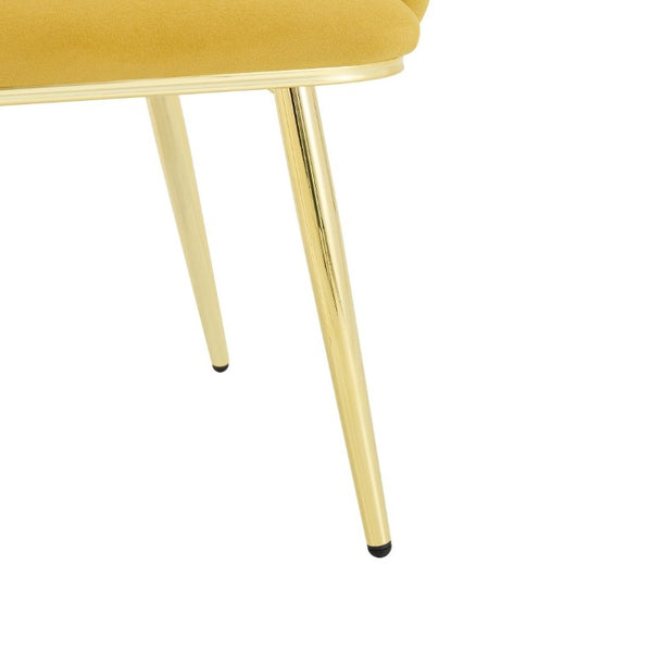 English Elm Set of 2 Bubble Stitch Velvet Accent Dining Chairs with Gold Legs Glam Modern W3875P476433