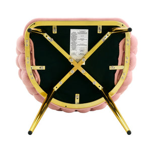 English Elm Pink Velvet Bubble Tufted Dining Chairs Set of 2 with Polished Gold Legs Glam Decor W3875P519461