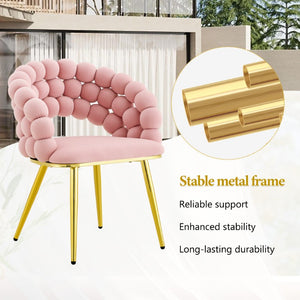 English Elm Pink Velvet Bubble Tufted Dining Chairs Set of 2 with Polished Gold Legs Glam Decor W3875P519461
