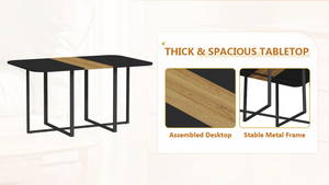 English Elm 7-piece Space Saving Dining Set with Melamine Table Pu Cushioned Chairs Iron Frame W3875S00159