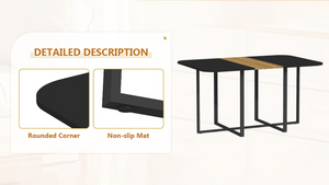 English Elm 7-piece Space Saving Dining Set with Melamine Table Pu Cushioned Chairs Iron Frame W3875S00159