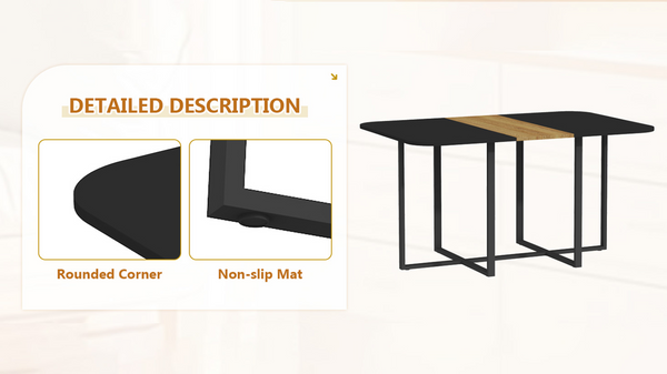English Elm 7-piece Space Saving Dining Set with Melamine Table Pu Cushioned Chairs Iron Frame W3875S00159