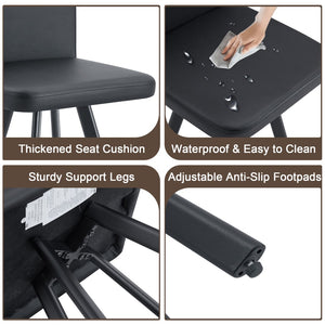 English Elm 7-piece Modern Dining Set Seats Six with Metal Legs Pu Upholstered Chairs Melamine Top Black, Wood Standard W3875S00160