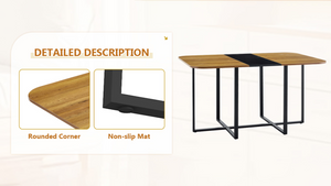English Elm 7-piece Space Saving Dining Set with Melamine Table Pu Cushioned Chairs Iron Frame Black, Wood W3875S00162