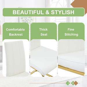 English Elm Pu Leather High Back Dining Chair Set of 6 with Gold Cantilever Frame Glam Decor W3875S00177