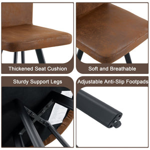 English Elm 6 Brown PU Leather Chairs Faux Marble Rectangular Table Modern 7 Piece Dining Set W3875S00190