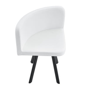 English Elm 6 Curved PU Leather Dining Chairs with Oval Walnut Tabletop and Black Metal Frame W3875S00199