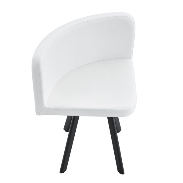 English Elm 6 Curved PU Leather Dining Chairs with Oval Walnut Tabletop and Black Metal Frame W3875S00199