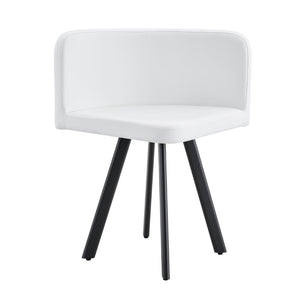 English Elm 6 Curved PU Leather Dining Chairs with Oval Walnut Tabletop and Black Metal Frame W3875S00199