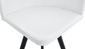 English Elm 6 Curved PU Leather Dining Chairs with Oval Walnut Tabletop and Black Metal Frame W3875S00199
