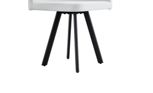 English Elm 6 Curved PU Leather Dining Chairs with Oval Walnut Tabletop and Black Metal Frame W3875S00199