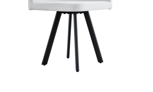 English Elm 6 Curved PU Leather Dining Chairs with Oval Walnut Tabletop and Black Metal Frame W3875S00199