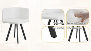 English Elm 39.4 Inch Round Wood Grain Dining Set Seats 4 with PU Leather Chairs for Small Spaces White W3875S00201