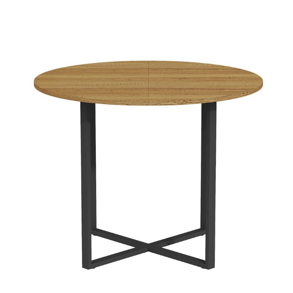English Elm 39.4 Inch Round Wood Grain Dining Set Seats 4 with PU Leather Chairs for Small Spaces White W3875S00201
