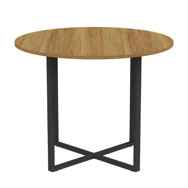 English Elm 39.4 Inch Round Wood Grain Dining Set Seats 4 with PU Leather Chairs for Small Spaces White W3875S00201