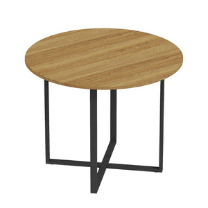 English Elm 39.4 Inch Round Wood Grain Dining Set Seats 4 with PU Leather Chairs for Small Spaces White W3875S00201