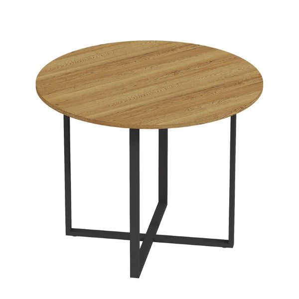 English Elm 39.4 Inch Round Wood Grain Dining Set Seats 4 with PU Leather Chairs for Small Spaces White W3875S00201