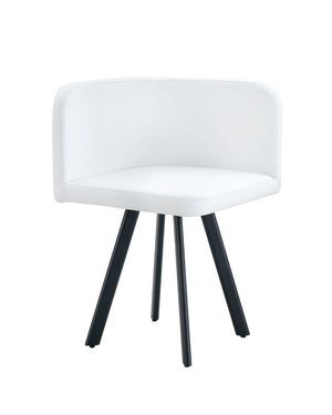 English Elm 39.4 Inch Round Wood Grain Dining Set Seats 4 with PU Leather Chairs for Small Spaces White W3875S00201