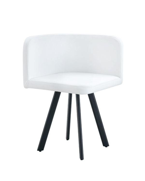 English Elm 39.4 Inch Round Wood Grain Dining Set Seats 4 with PU Leather Chairs for Small Spaces White W3875S00201