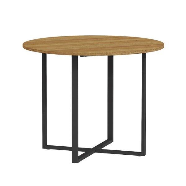 English Elm 39.4 Inch Round Wood Grain Dining Set Seats 4 with PU Leather Chairs for Small Spaces Black W3875S00202