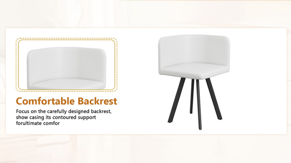 English Elm Round Marble Grain Dining Set for 4 with PU Leather Chairs and Metal Base White Marble W3875S00203